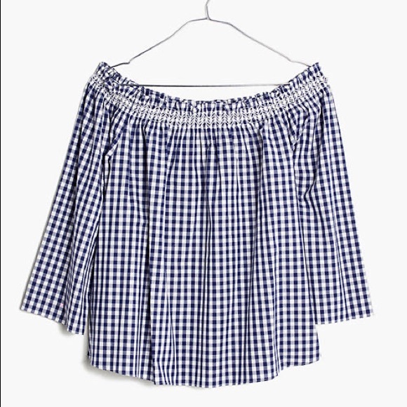 Madewell Smocked Gingham Off the shoulder top - Picture 9 of 9
